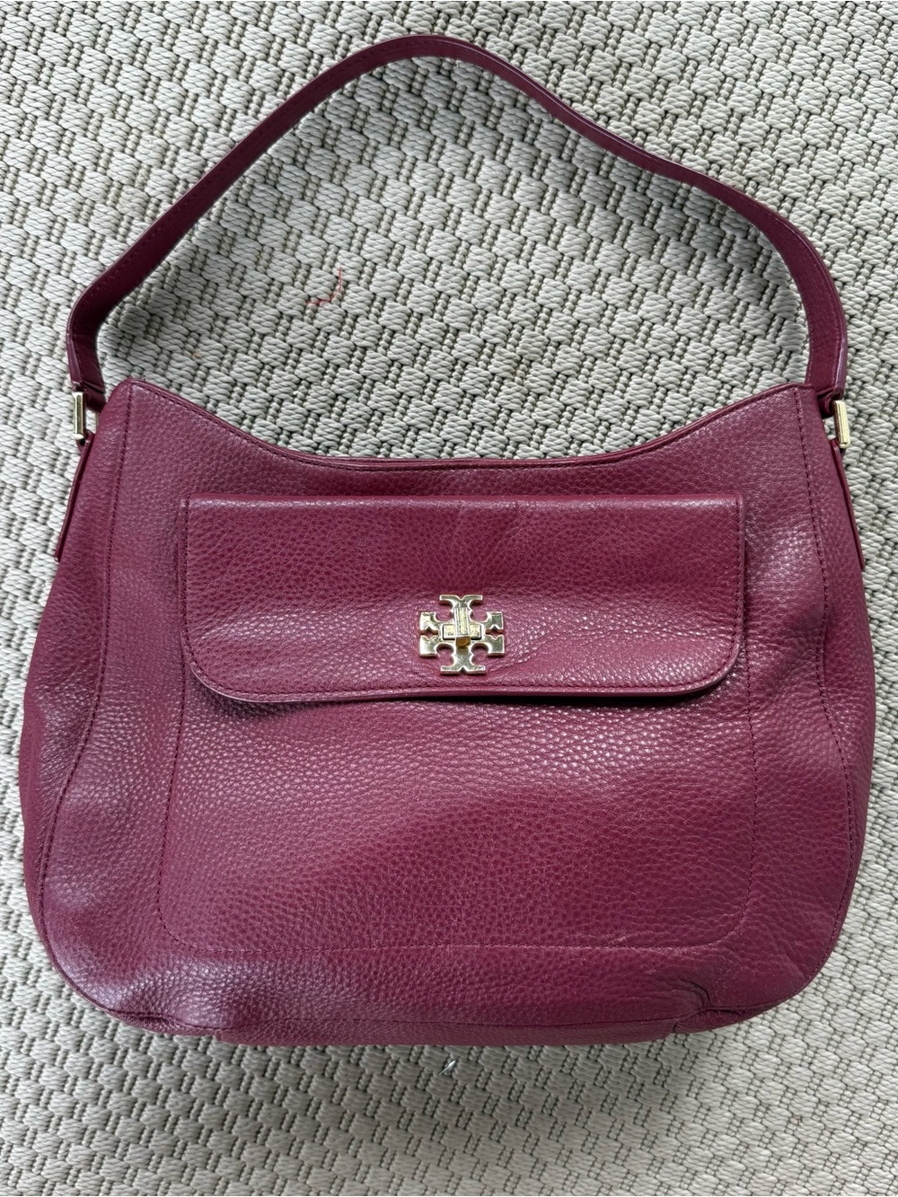 Tory Burch mercer slouchy hobo shiraz leather handbag